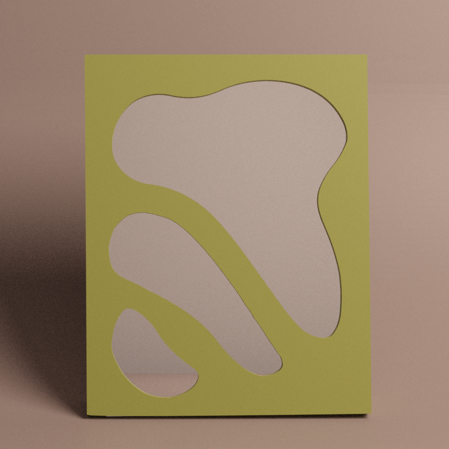 green organic shape mirror with rectangular frame