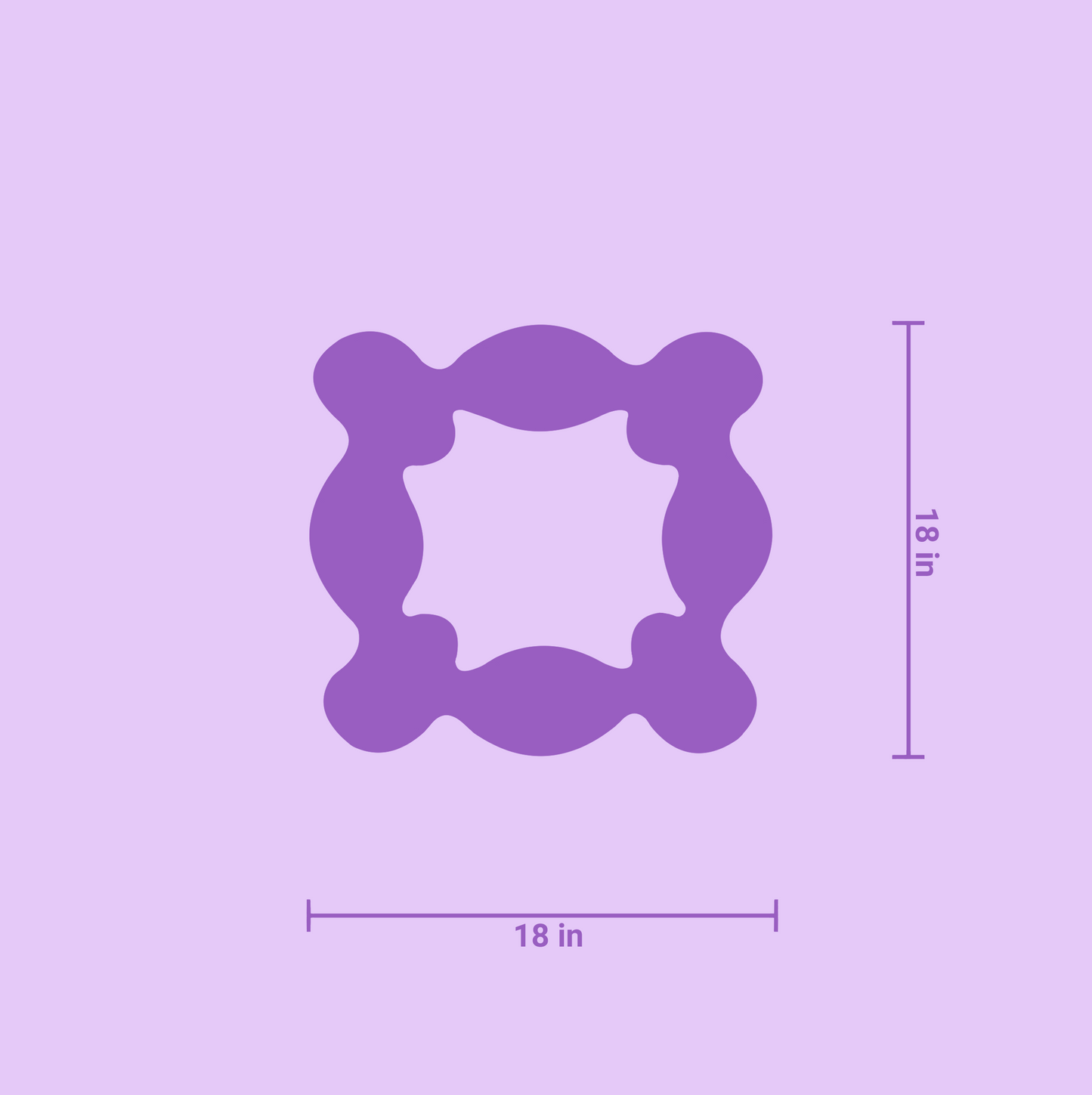 size chart: 18 x 18 inches